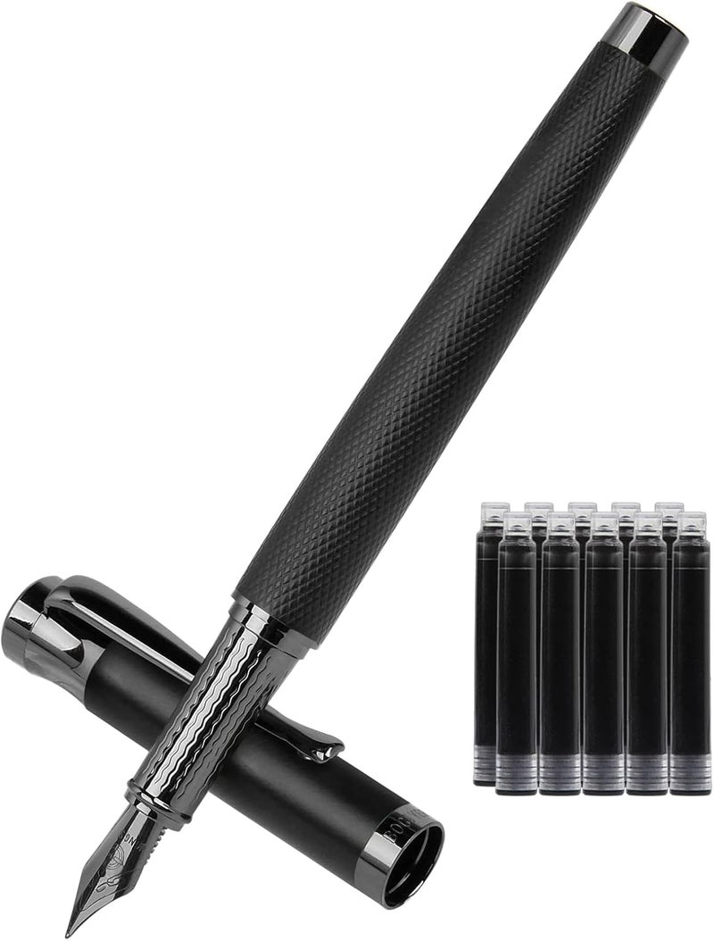BOCIYER Luxury Fountain Pen Set,Ink Pen for Smooth Writing,Medium Nib,Includes 10 Ink Cartridges&Ink Converter,Best Pen Gift Case for Men & Women,fancy,Journaling,Executive Office pen-Black - Image 1